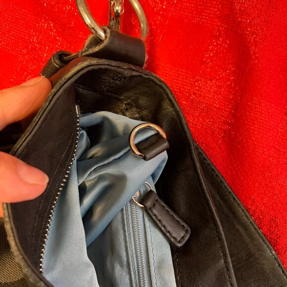 Coach Handbag in Black with Leather Trim and Light Blue Lining - Picture 8 of 15